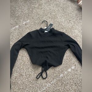 Lulus cropped backless long sleeve turtle neck